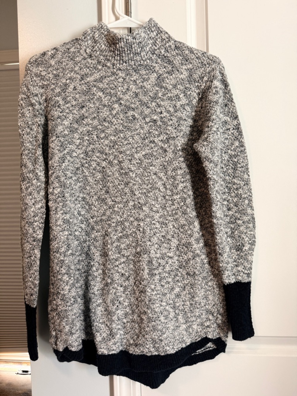 L.L. Bean Gray Marled Turtleneck Sweater with Black Trim